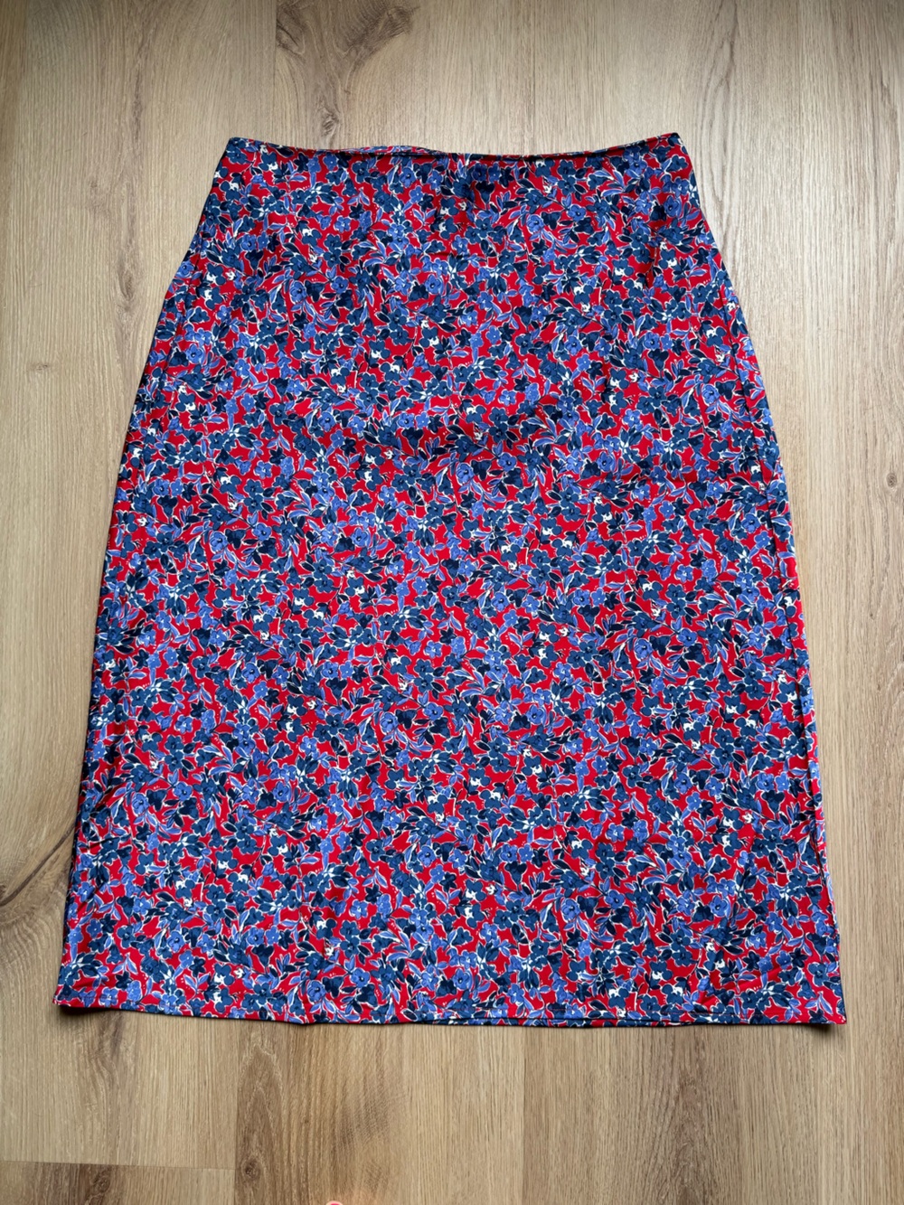 J. Crew Blue and Red Floral Midi Pencil Skirt